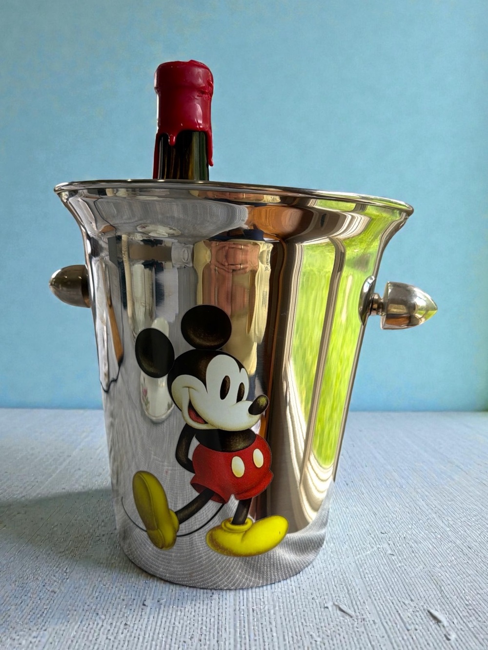 Stainless Steel Wine Cooler with Mickey Mouse Design - Silver